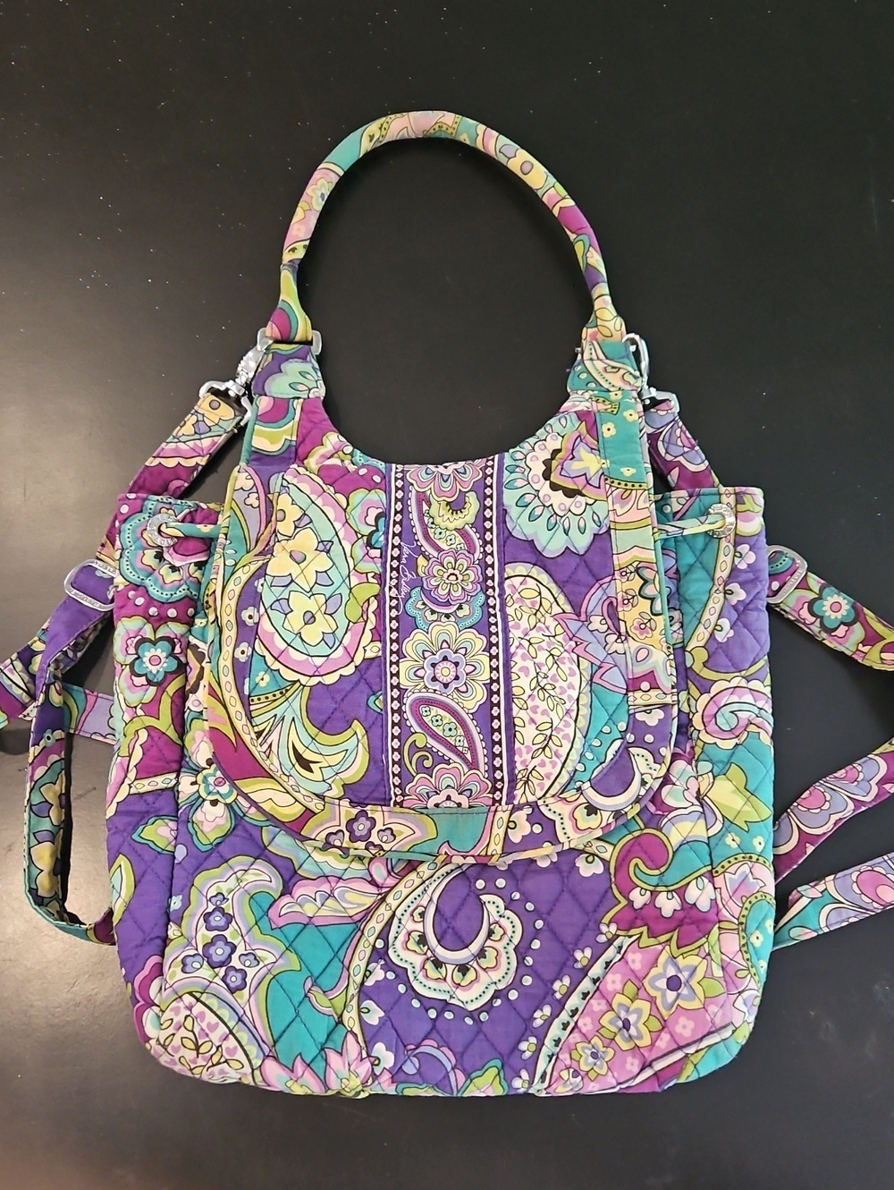 Vera Bradley Purple Floral Paisley Quilted Backpack